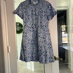 Hill House Blue and White Patterned Dress